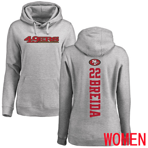 San Francisco 49ers Ash Women Matt Breida Backer 22 Pullover NFL Hoodie Sweatshirts